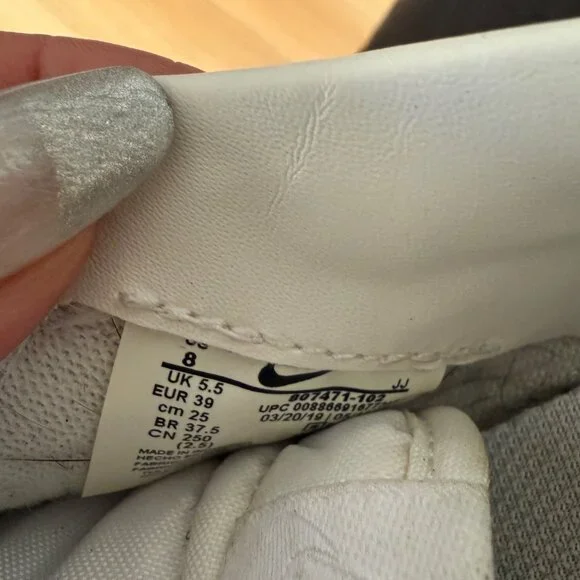 Nike Womens White Leather Cortez Sneakers Size 8 - Picture 7 of 7